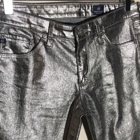 Ag Adriano Goldschmied Denim - AG silver metallic skinny crop NWOT 27